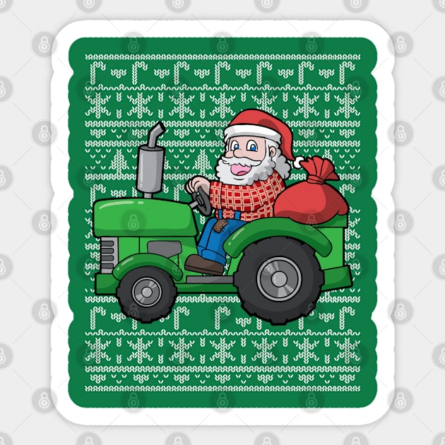 Santa Clause Farmer Tractor Sticker by E